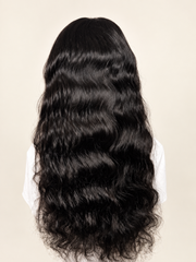 Natural off-black lace wig back view