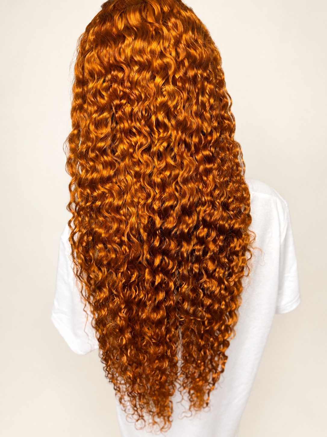 Color 350 copper auburn lace wig back view