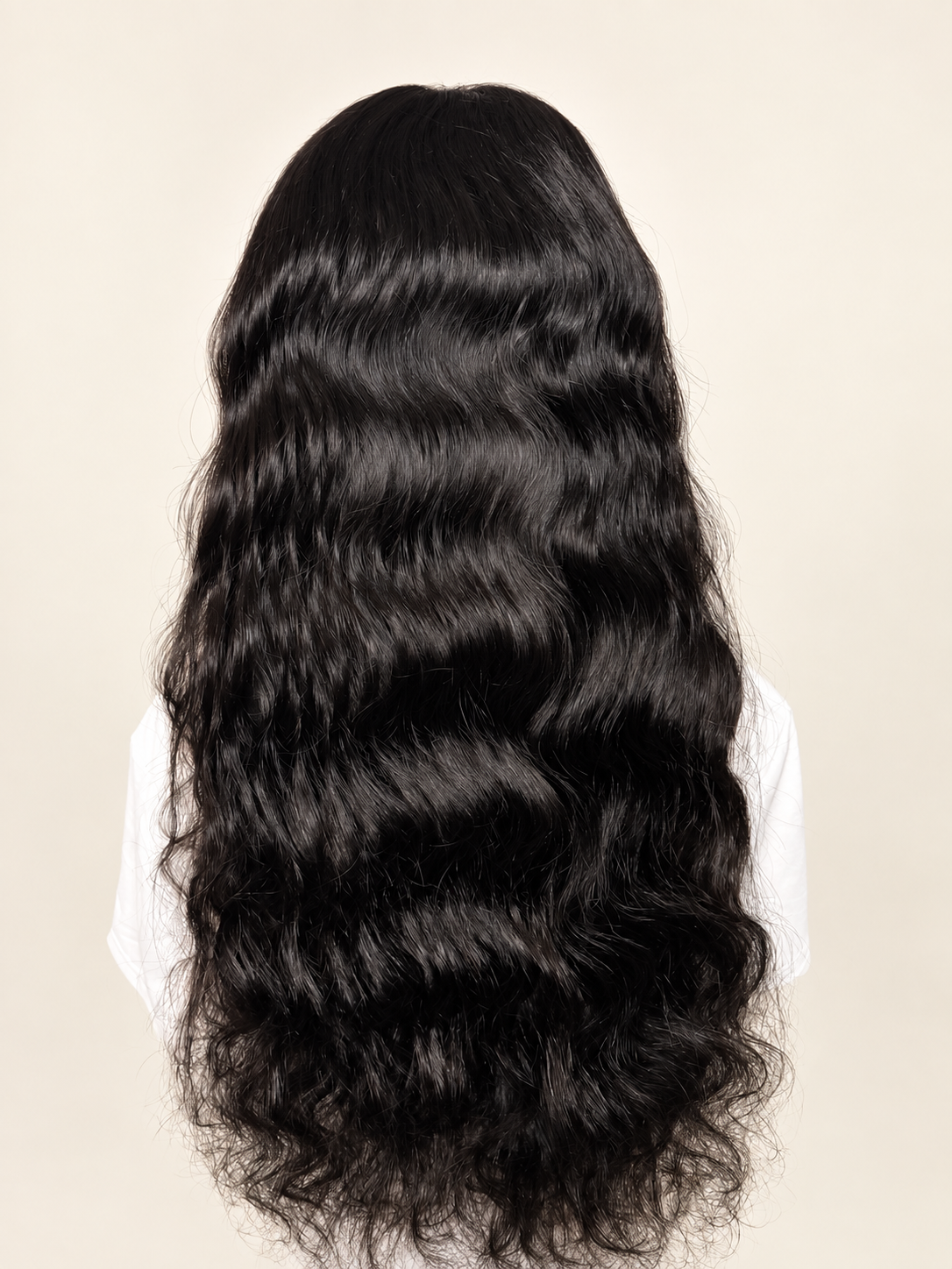 Natural off-black lace wig back view