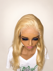 613 blonde wig front and top view